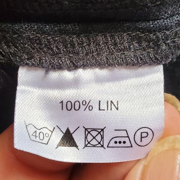 Olars Ulla Sweden Black Linen Tunic Top 1X Lagenlook Minimalist Modern Relaxed - Picture 7 of 10